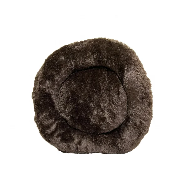 wholesale washable luxury large cat pet dog bed Long Faux Fur Pet bed Comfortable waterproof Plush Donut round Dog bed