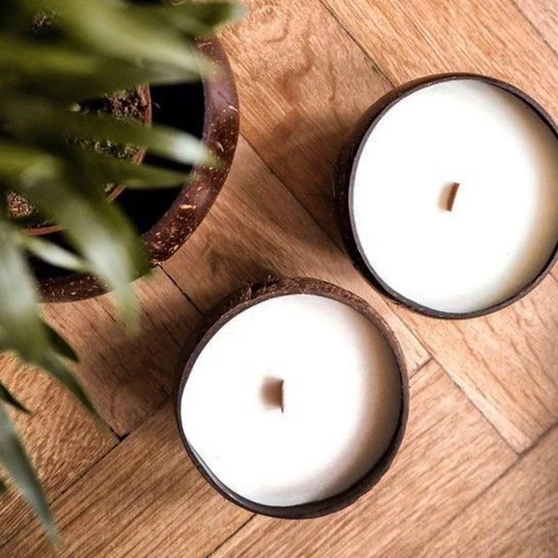 Coconut Shell Bowls Candle Soy Wax Coconut Candle With Wood Wick Made In Vietnam