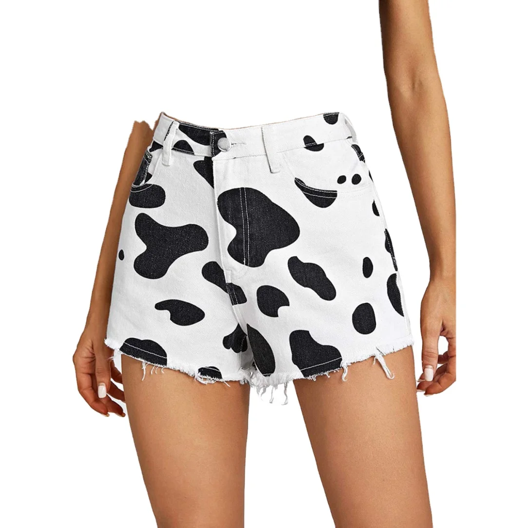 2022 Sexy Casual High Waist cow skin Women 2 color-dyed Jeans Shorts For Women made in Pakistan made Front or back pockets