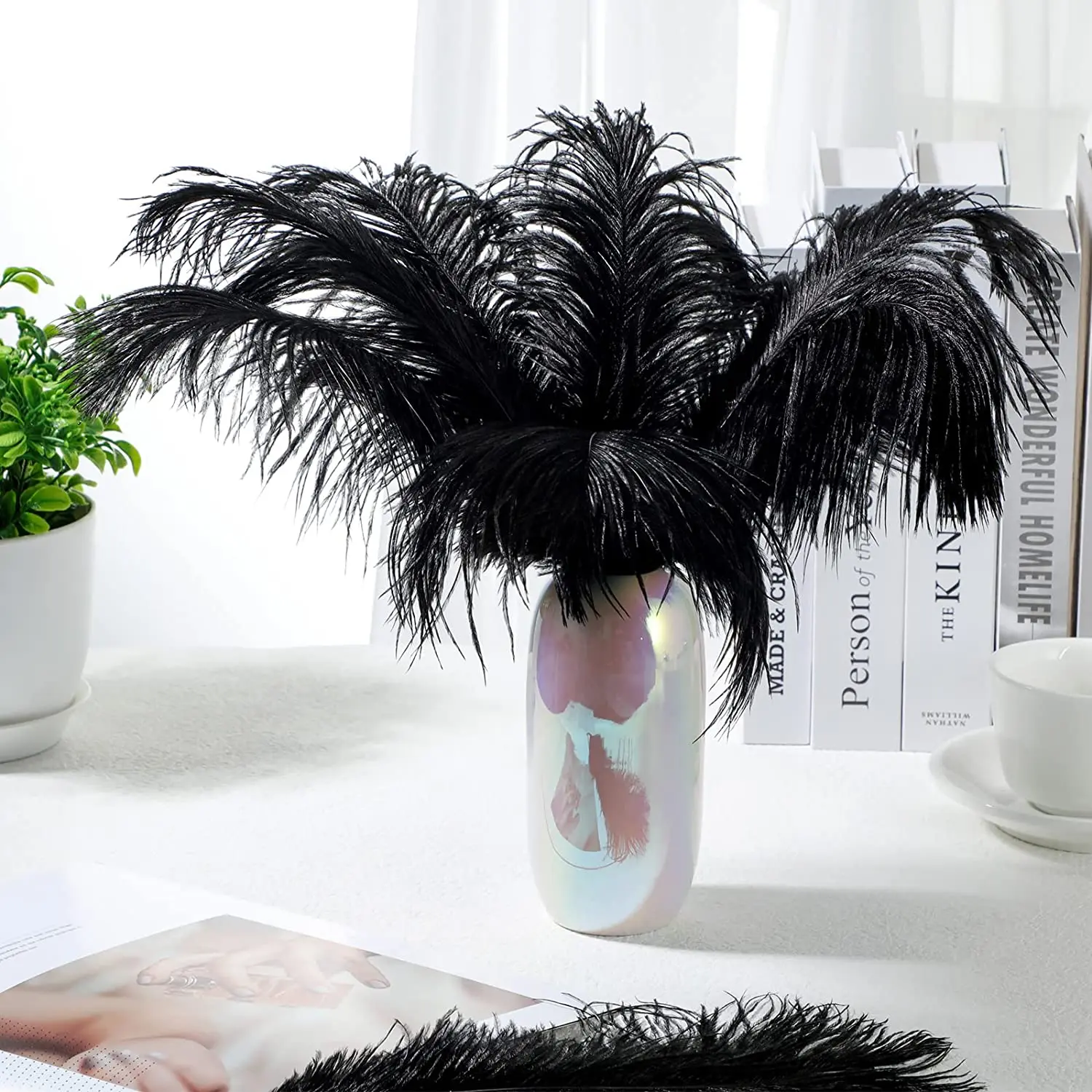 Wholesale 40-45cm black Ostrich Feathers for Vase Crafts Feather Plumes Ornaments for Wedding Party Centerpieces