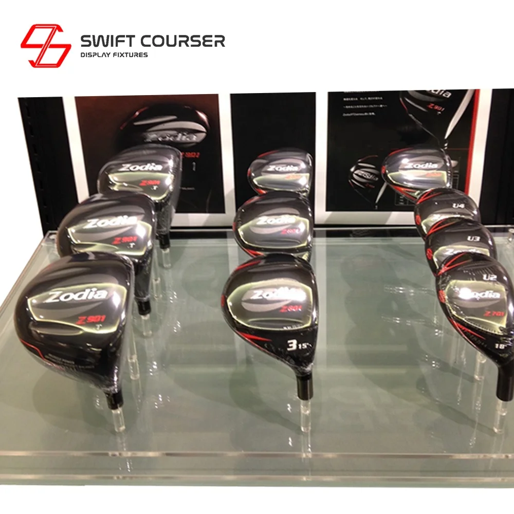 Acrylic golf accessories head display sports store ideas club heads desktop system rack