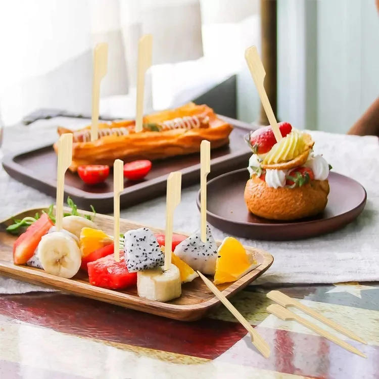 Disposable Barbecue Eco-friendly Bamboo Fruit Forks Fruit Skewer Kids Fruit Fork