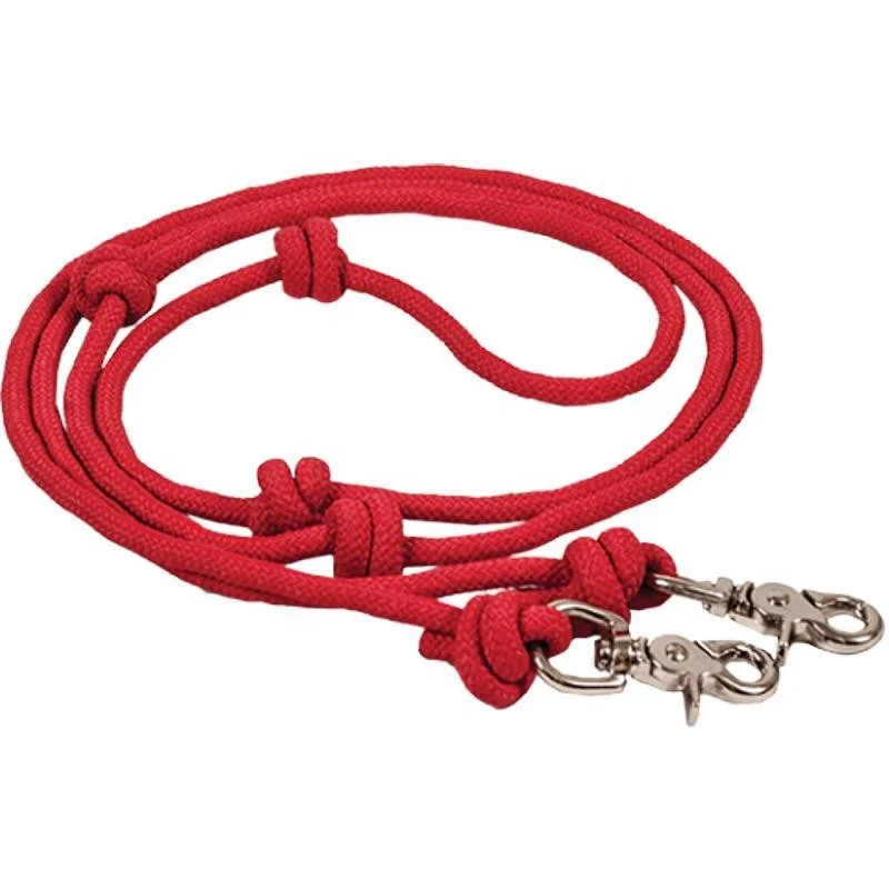 WHOLESALE MANUFACTURER EQUESTRIAN HORSE NYLON ROPE REINS RED COLOR COB-FULL-X-FULL CUSTOM FITTINGS & COLOR