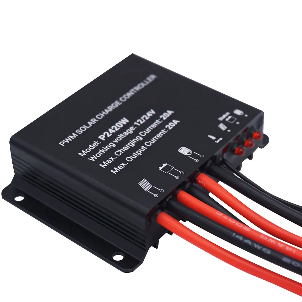 IP68 PWM 12/24V 20A Panel Battery Power Manual PWM Solar Charge Regulator