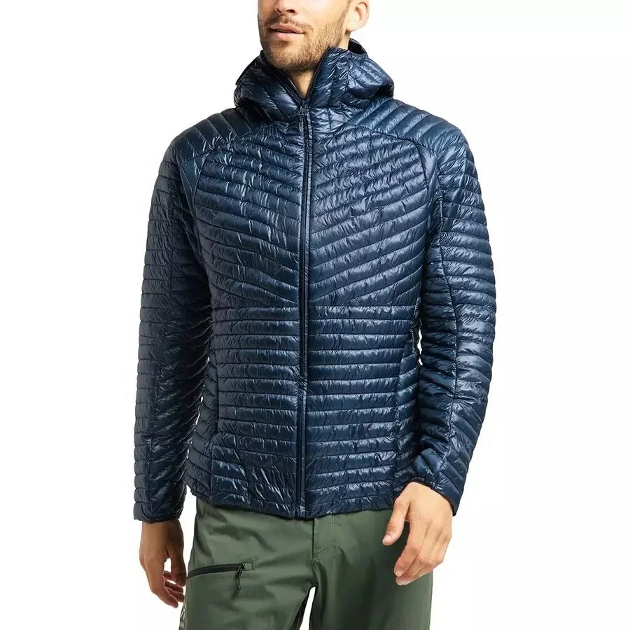 Men Outdoor Hiking Custom Ultralight Thin Packable Long Hooded 900 Fill Goose Duck Feather Down Jacket Winter Jacket