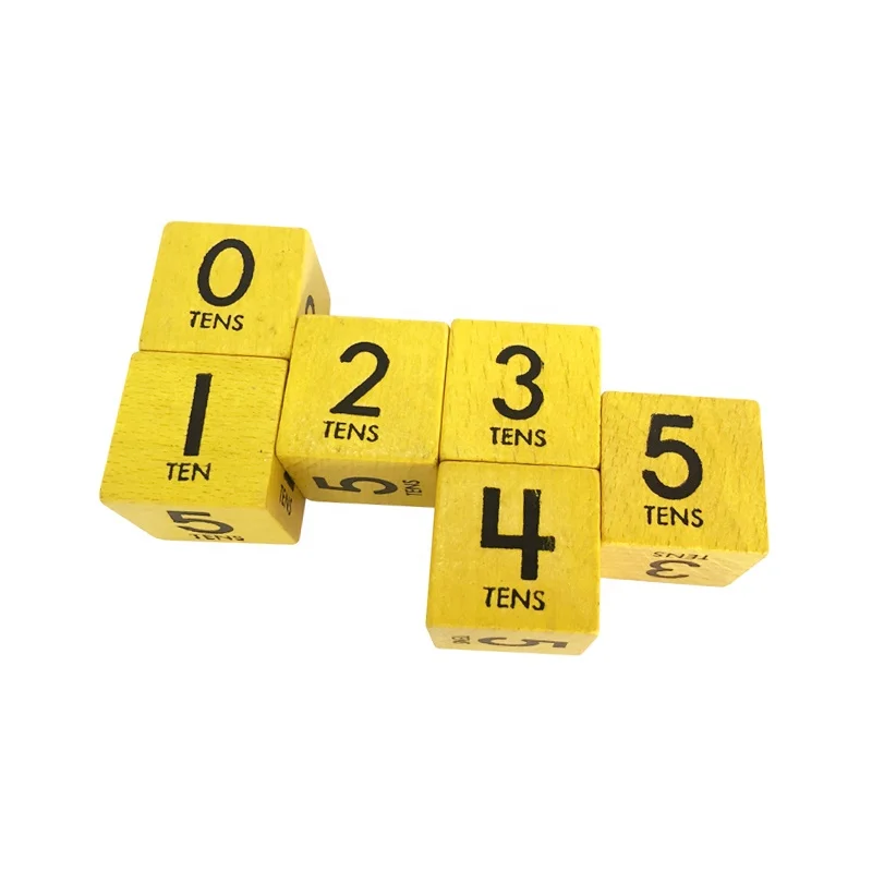25mm Yellow Wooden Dice with Black Numbers 0-5 - Educational Game Toy