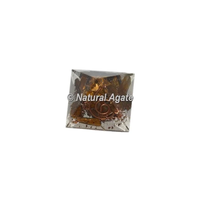 Trending meditation healing stone triangle shaped Orgone Tiger Eye Small Pyramid Orgonite Pyramids for decor reiki therapy