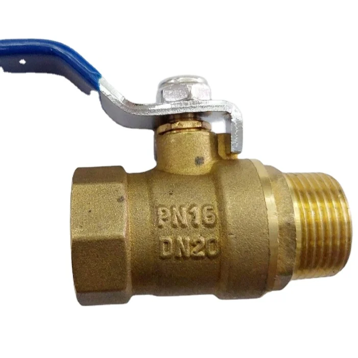 DN20 FORGED WATER VALVE MALE FEMALE THREAD WITH LONG BLUE LEVER HANDLE BRASS BALL VALVE