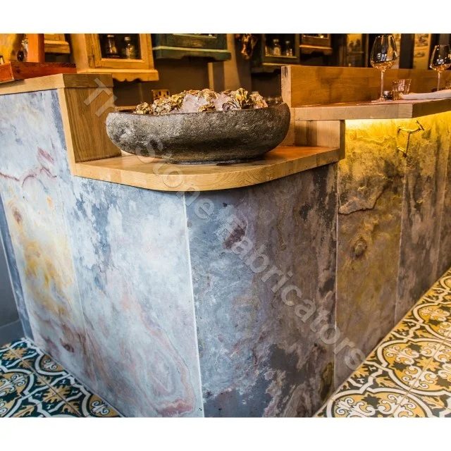 Outdoor Decoration Indian Autumn Translucent Light Pass Stone Veneer Sheet Wall Tiles Rusty Slate Stone