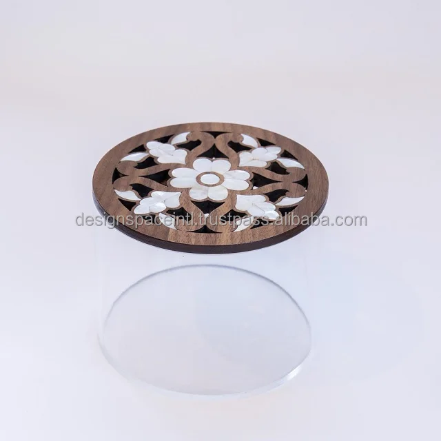 Acrylic White Clear Box With Mother of Pearl Inlay and wooden lid at best rate