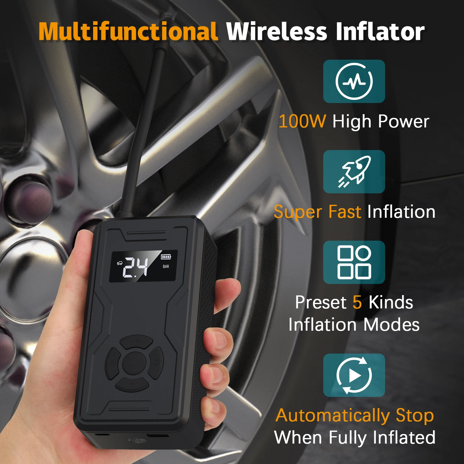 14.8V 600A car jump starter with air compressor 6 in 1 multi-function portable high power jump starter