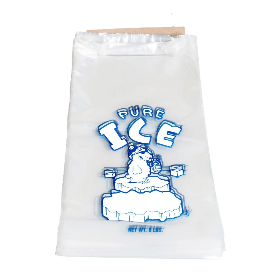 Best Price Custom Printed Logo Large Capacity Disposable LDPE 8/10/20 LB Plastic Drawstring Ice Bag