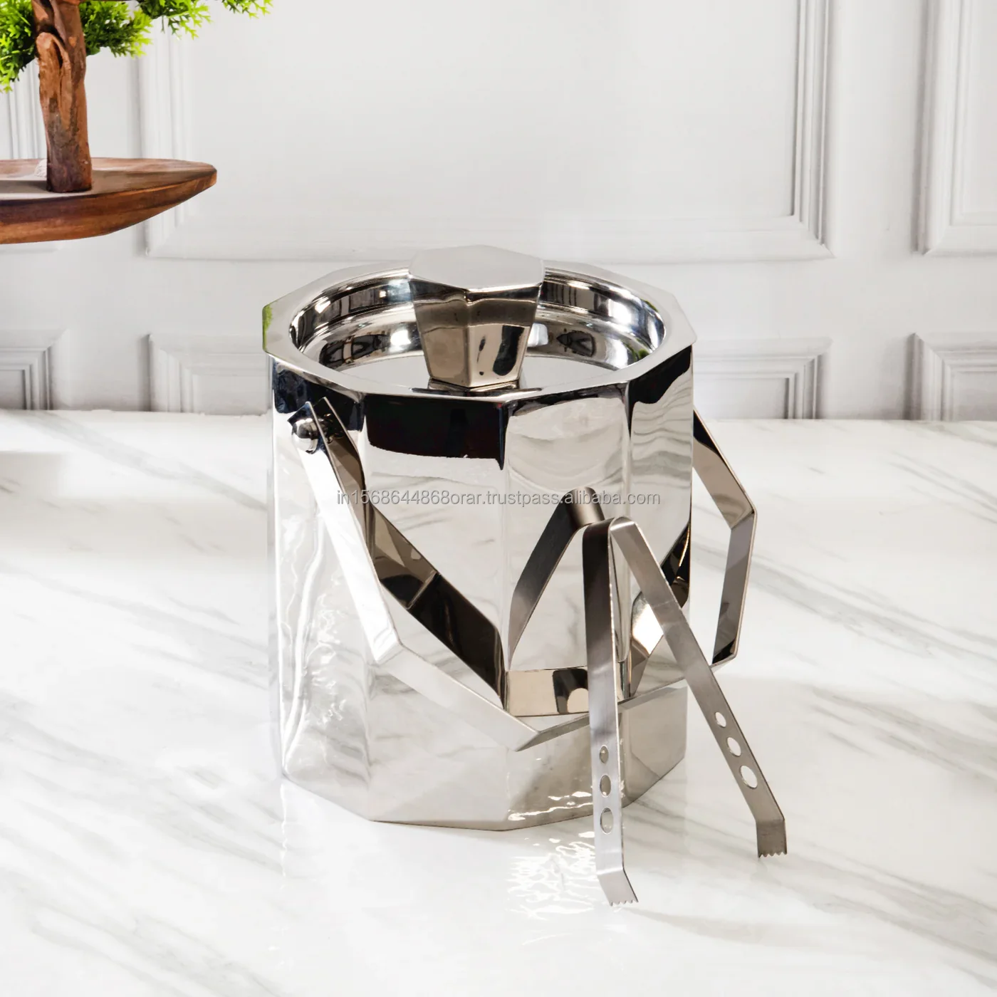 Exclusive Hexagonal Stainless steel ice bucket highly mirror polished for party occasions & beverages champagne cocktails gifts