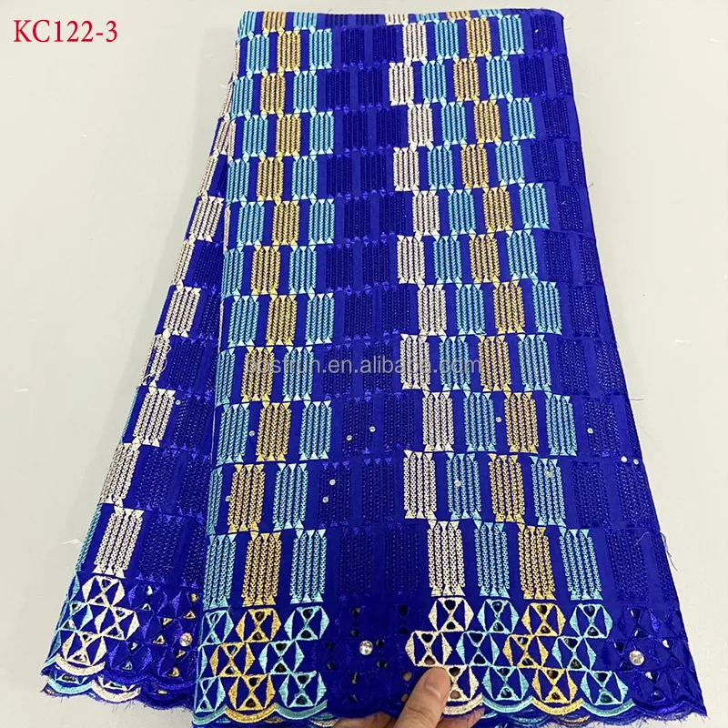 KC122 wholesale 2024 lafaya fabric with crystal stoneswiss voile lace african dresses nigerian lace sewing material