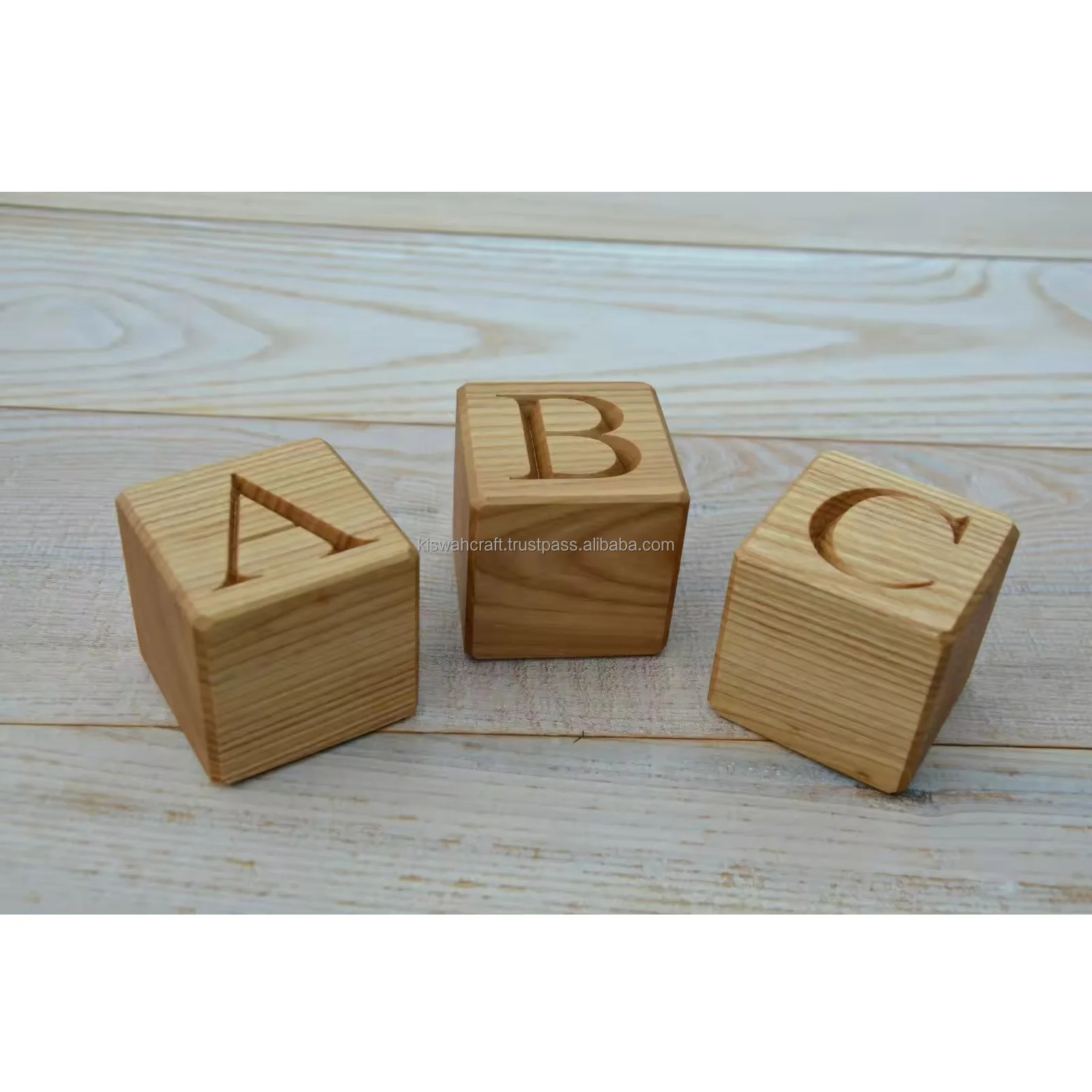Baby wooden letter alphabet puzzle building cubes handmade natural wooden blocks toys educational baby shower gifts