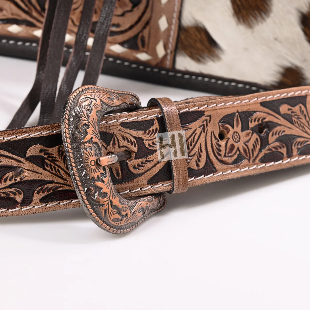 Western Fashion Cowgirl Cowhide Tote Bag with Suede Fringes Hairon Tooled Leather Women Purse for events parties shopping OEM