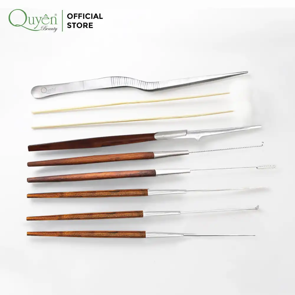 9-Pcs Stainless Steel Ear Wax Removal Tool Specialized Set BRT-CD Quyen Beauty Ear Pick Set Cleaner Home Use Earwax Cleaning Kit