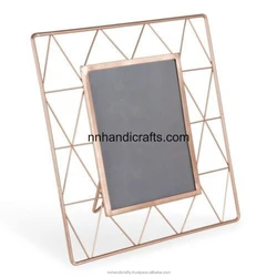 Indian Handicraft Handmade Designer Steel Metal Golden Powder Coated Powder Coating Rectangular Table top Photo Frame Wall Frame