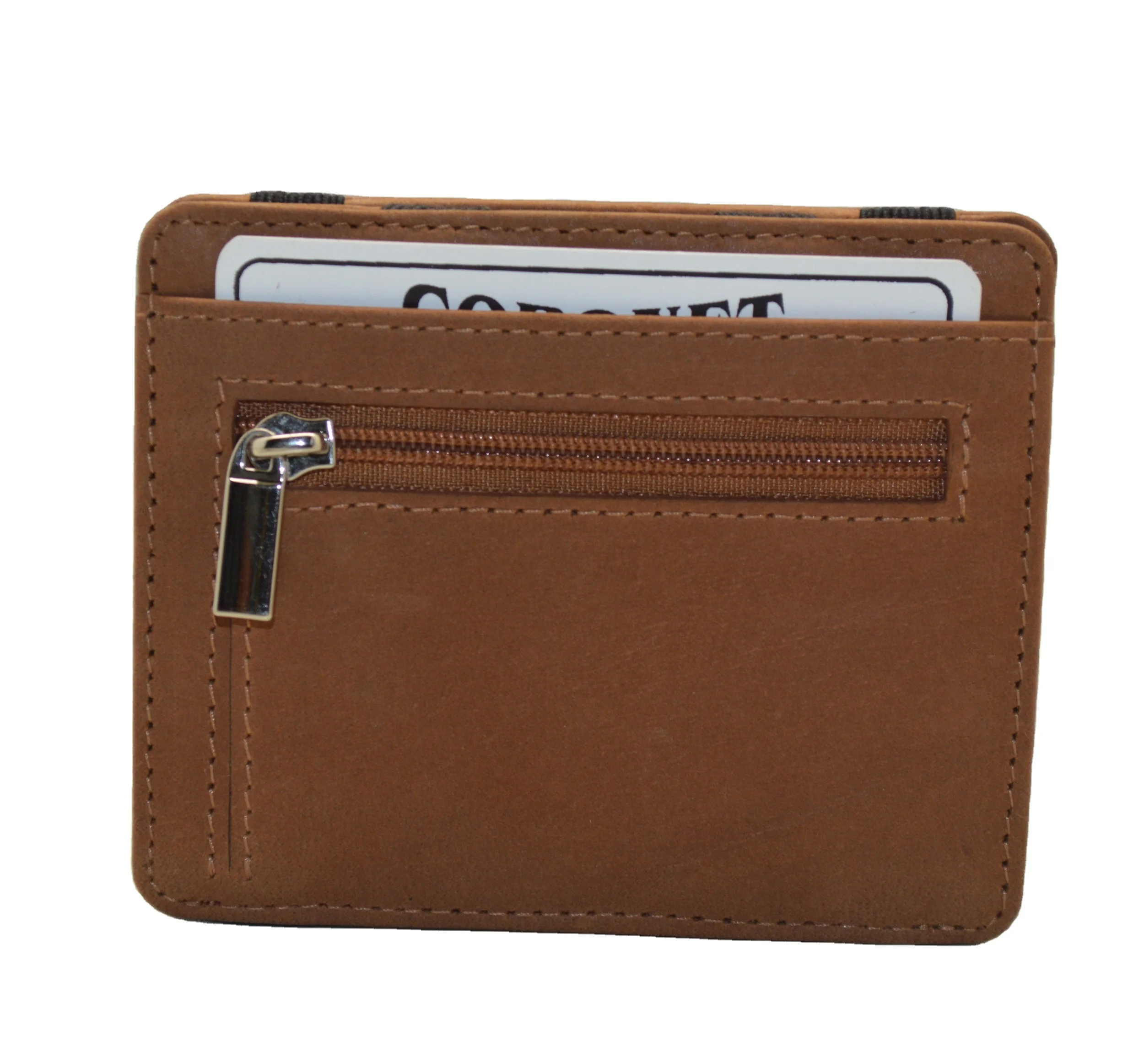 Genuine Leather Bifold Magic Wallet, Custom Brand RFID Blocking Thin Minimalist Magic Wallet Card holder