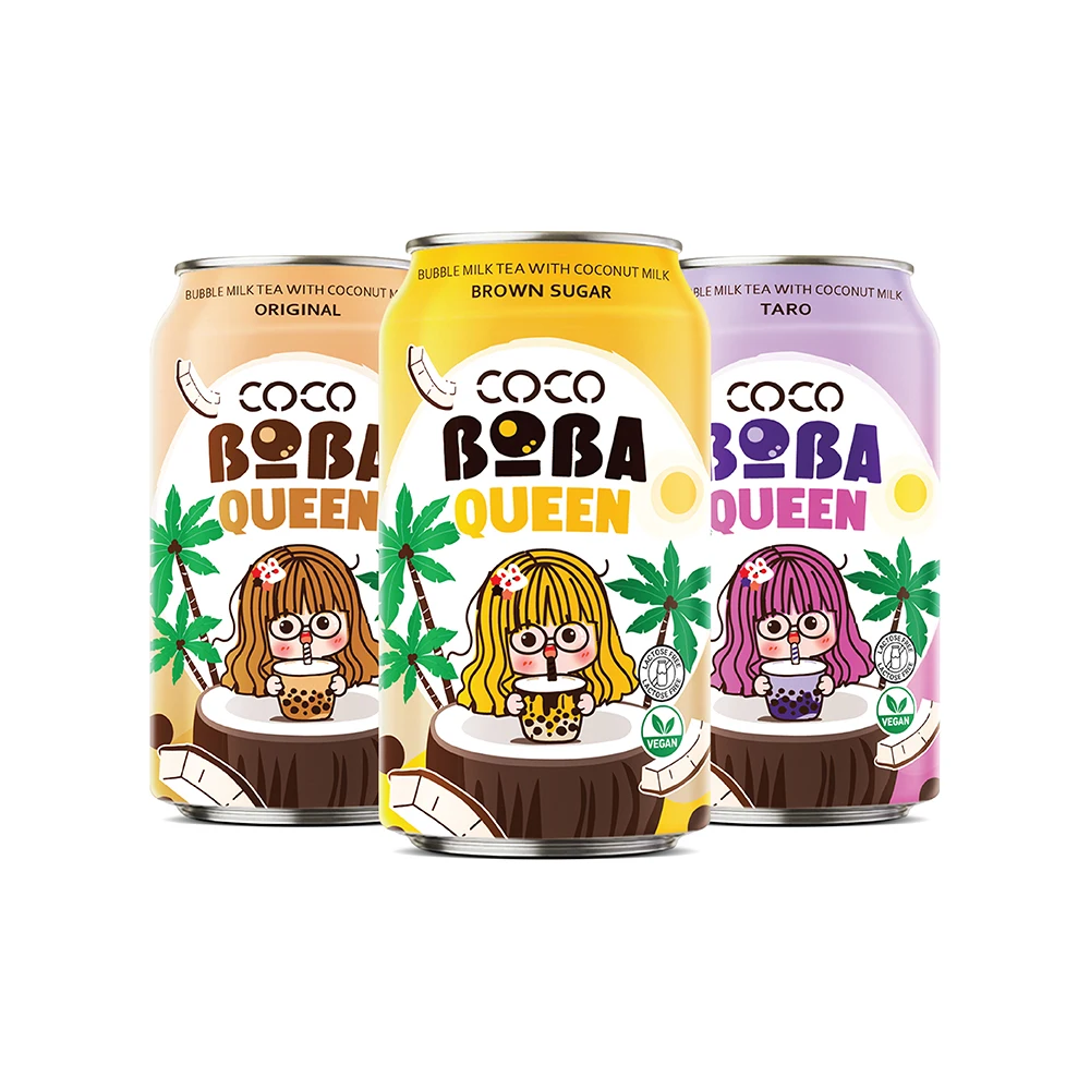 New Drinks Coco Boba - Vegan Bubble Milk Tea from Coconut Milk Brown Sugar Flavor 330ML Can Wholesale HALAL Beverage Supplier