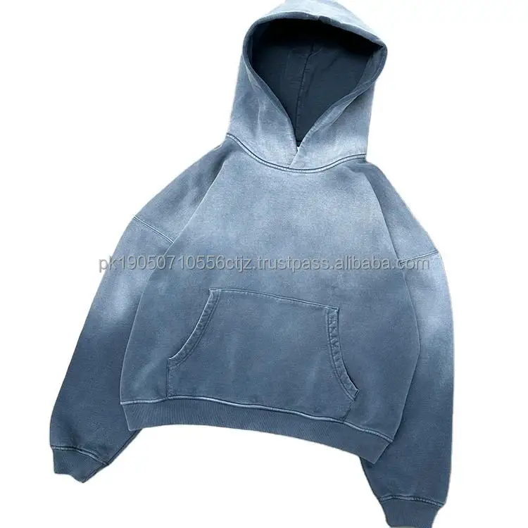 2024 Quality Heavy Cotton Oversize Factory Sale 380Gsm Fleece Hoodie Multicolor Wholesale Acid Wash Hoodie