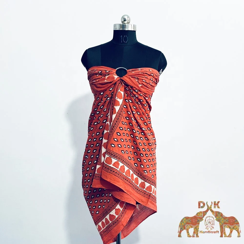 Pareo Manufacturer women summer beach dress soft sarong swimsuit customized cotton wrap up