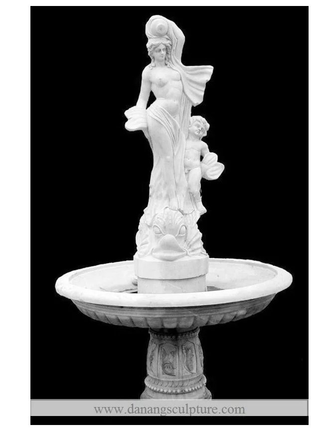 Custom Carved 3-Tier Outdoor White Marble Stone Garden Water Fountain Handmade round Granite Basalt & Sandstone Outdoor Decor