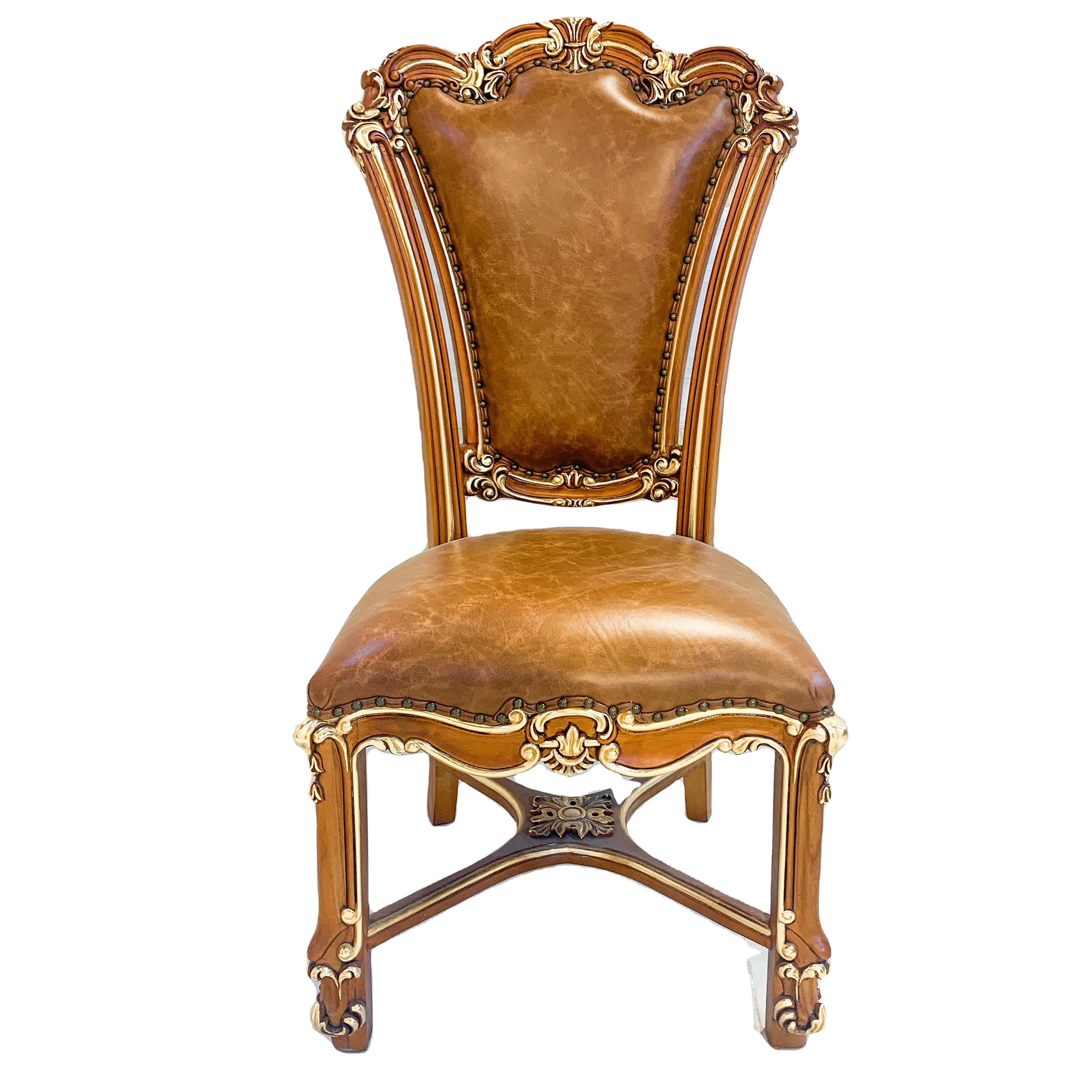 Silik Apollonia стул с обивкой из высококачественной итальянской воловьей кожи позолоченными подлокотниками