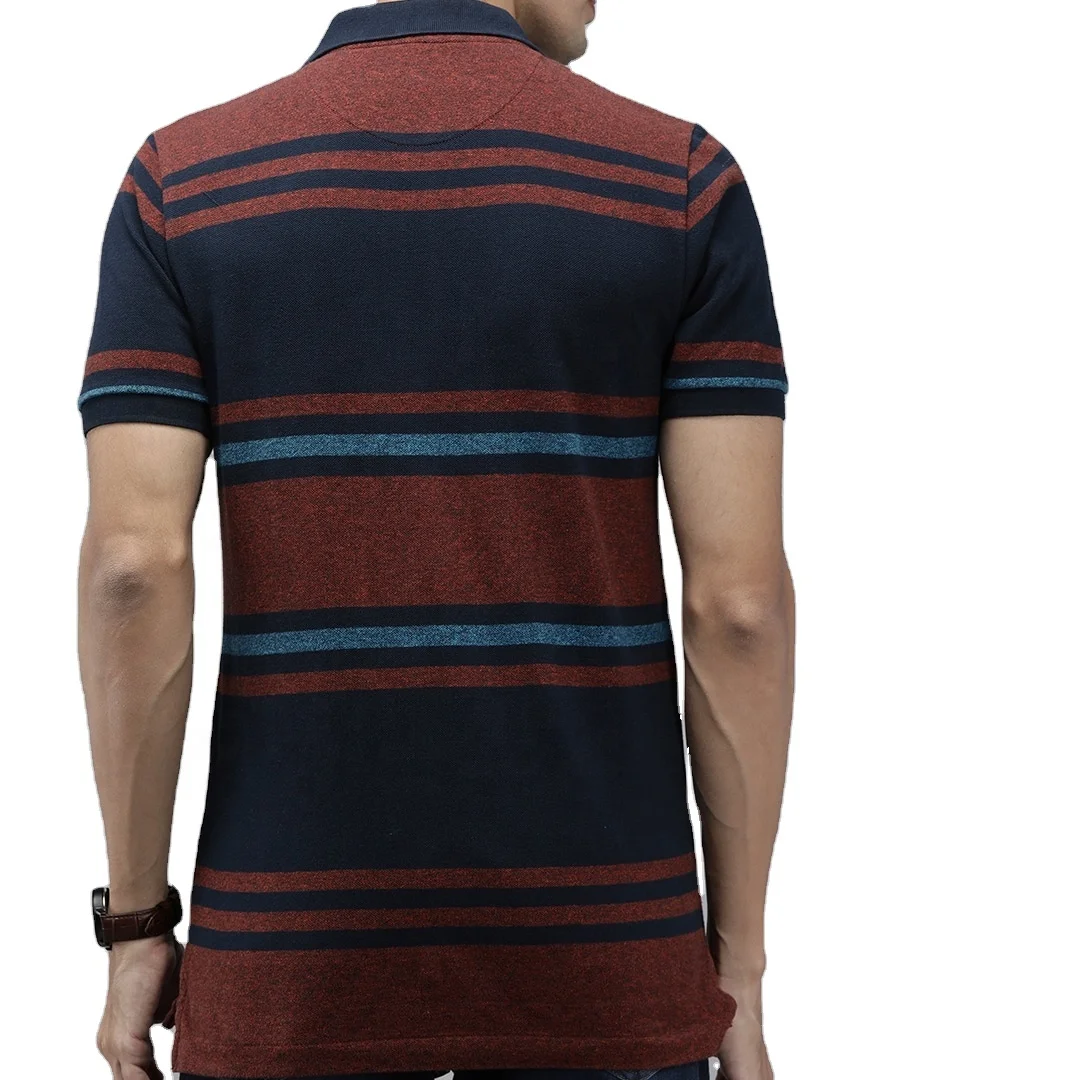 Mens Custom Yarn Dyed Stripped Short Sleeve Polo T-shirt Multi Color Stripes Ribbed Polo Neck Tshirt Manufacturer INDIA