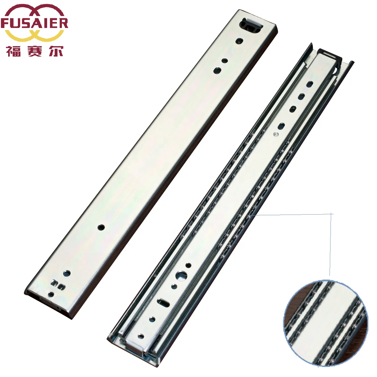Fusaier Hot Sale Slim Gap 53mm Full Expanded Telescopic Slide Rail Heavy Duty Drawer Slide Rail Industrial Slide rails