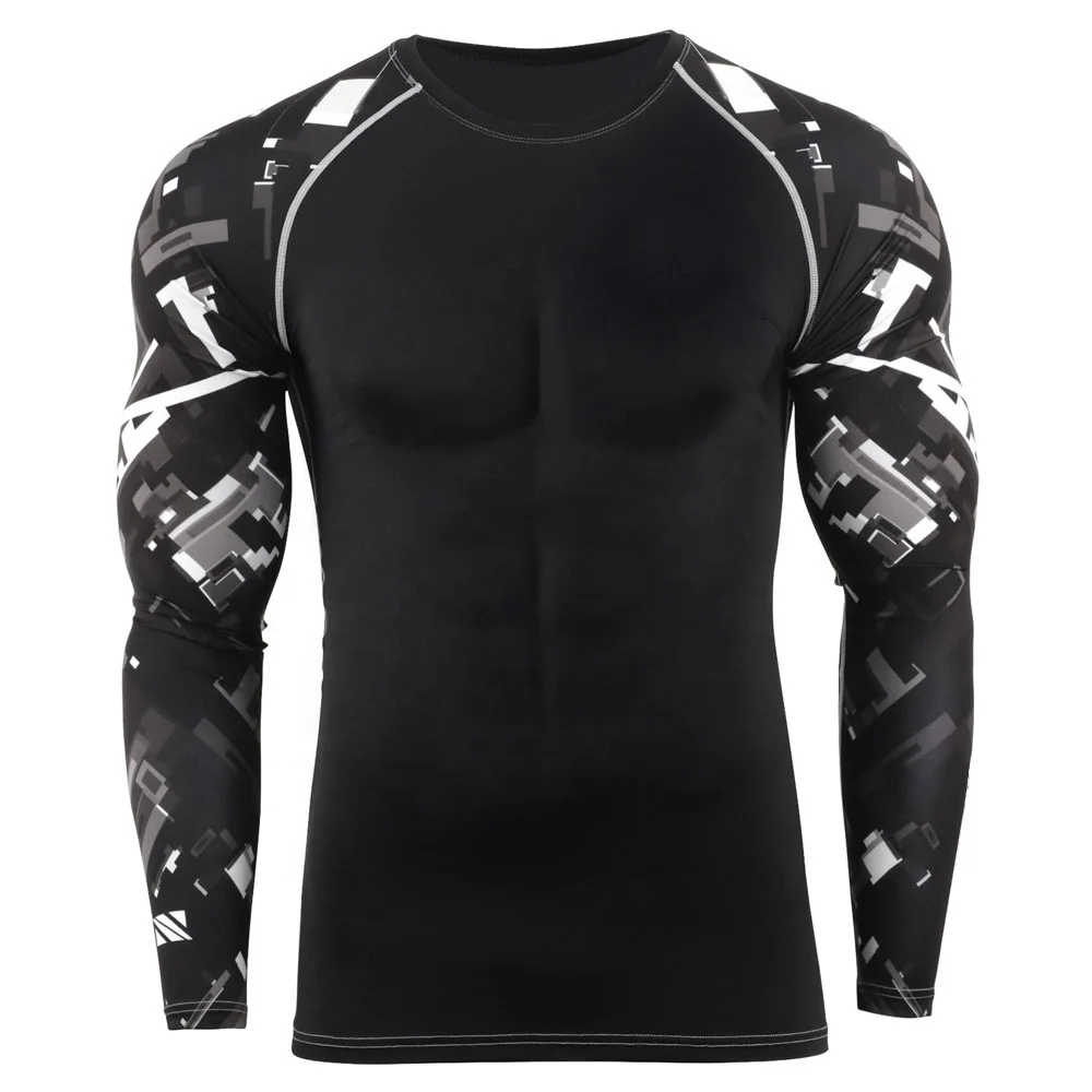 OEM Design compression MMA rash guard/Sublimation Printed Long Sleeve MMA Rash Guar