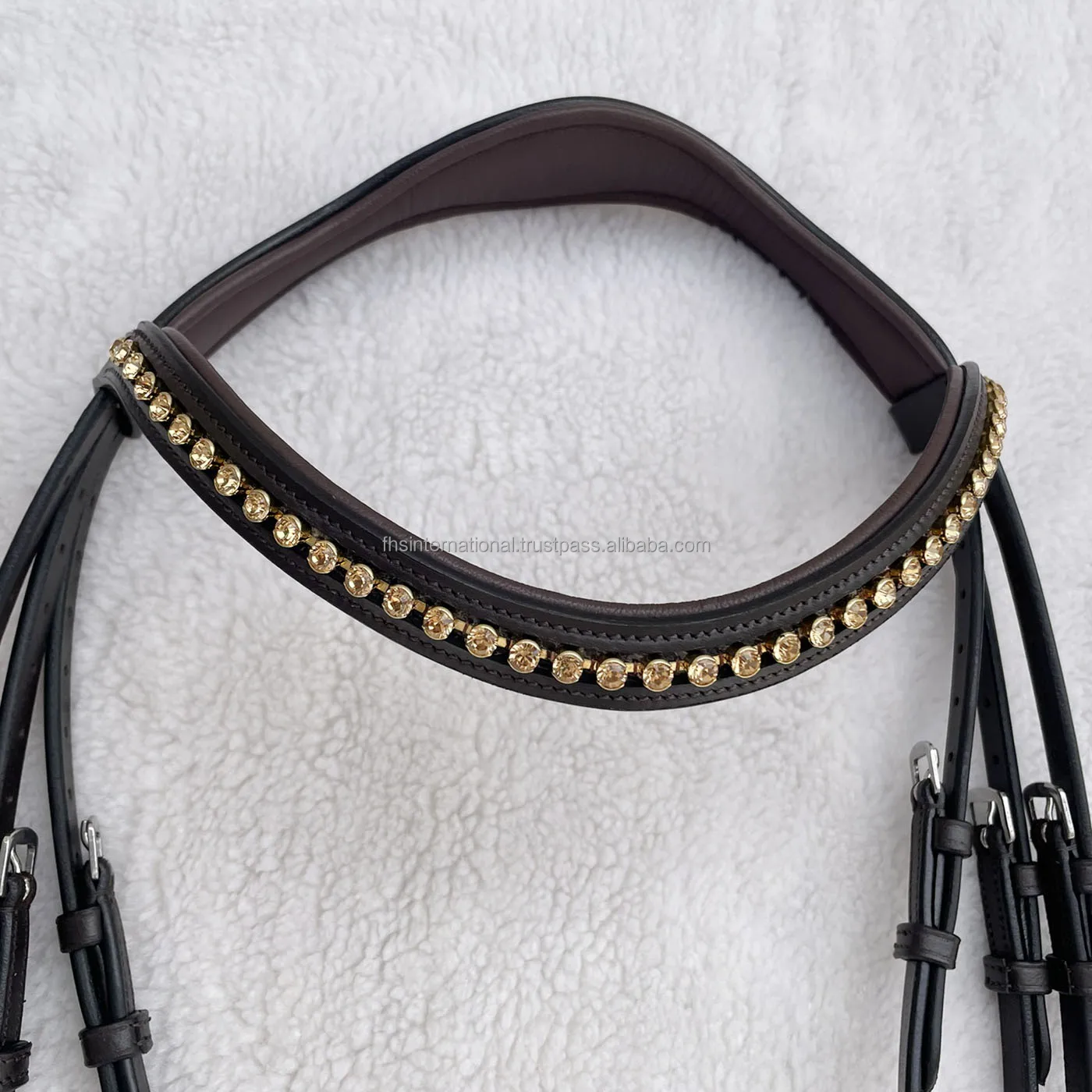 High Quality Anatomic Eventing Horse Bridle English Curve Noseband with Wave Crystal Brow-band for Horse Products