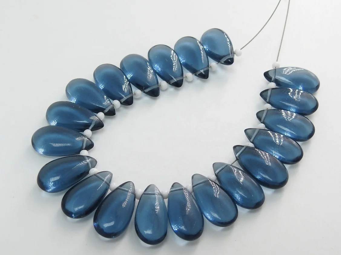 London Blue Hydro Quartz Smooth Teardrop,Loose Stone,Handmade,Earrings,For Making Jewelry,Wholesaler Supplies 15X7MM Pair