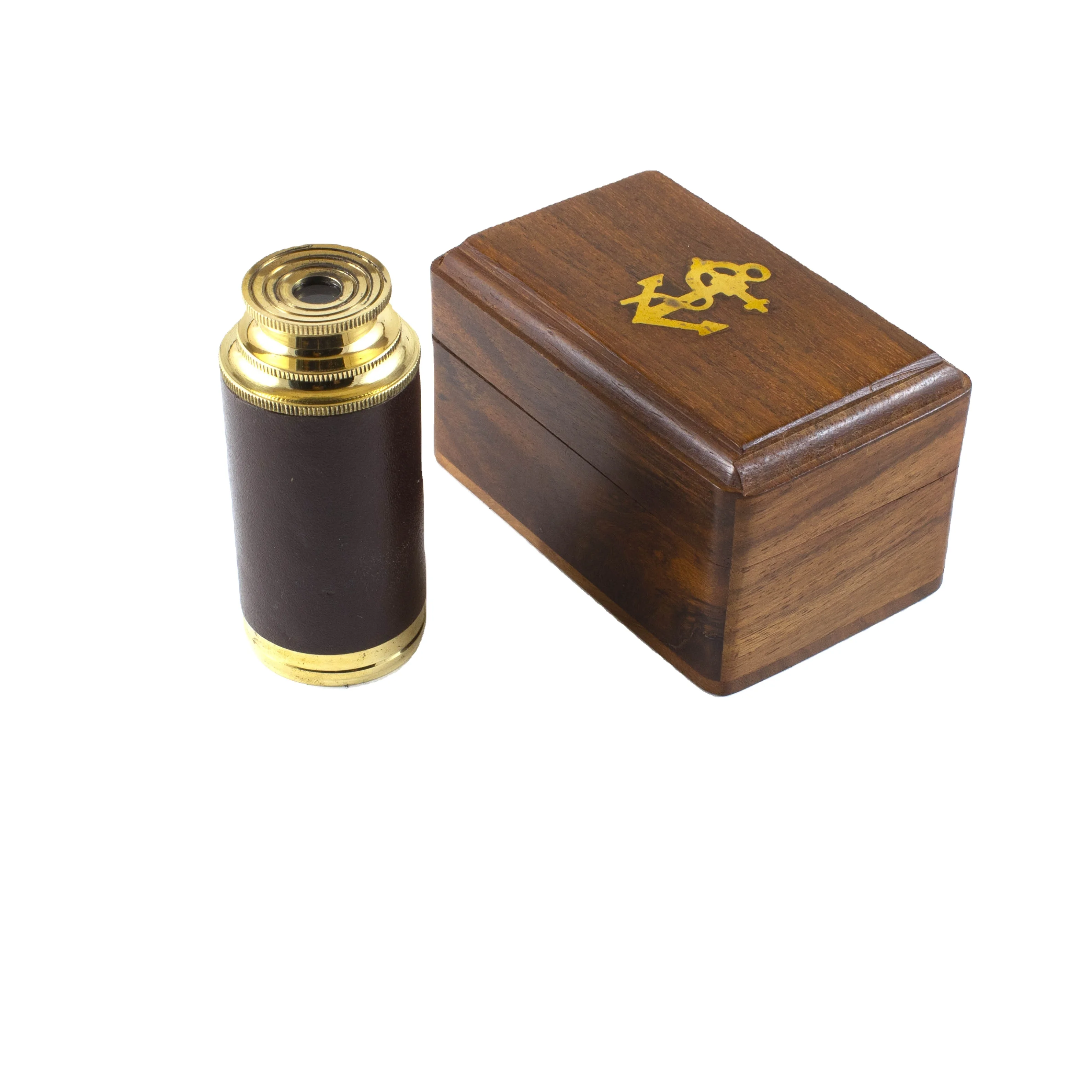 brass antique style classic decor monocular nautical telescope wooden box SAINT421