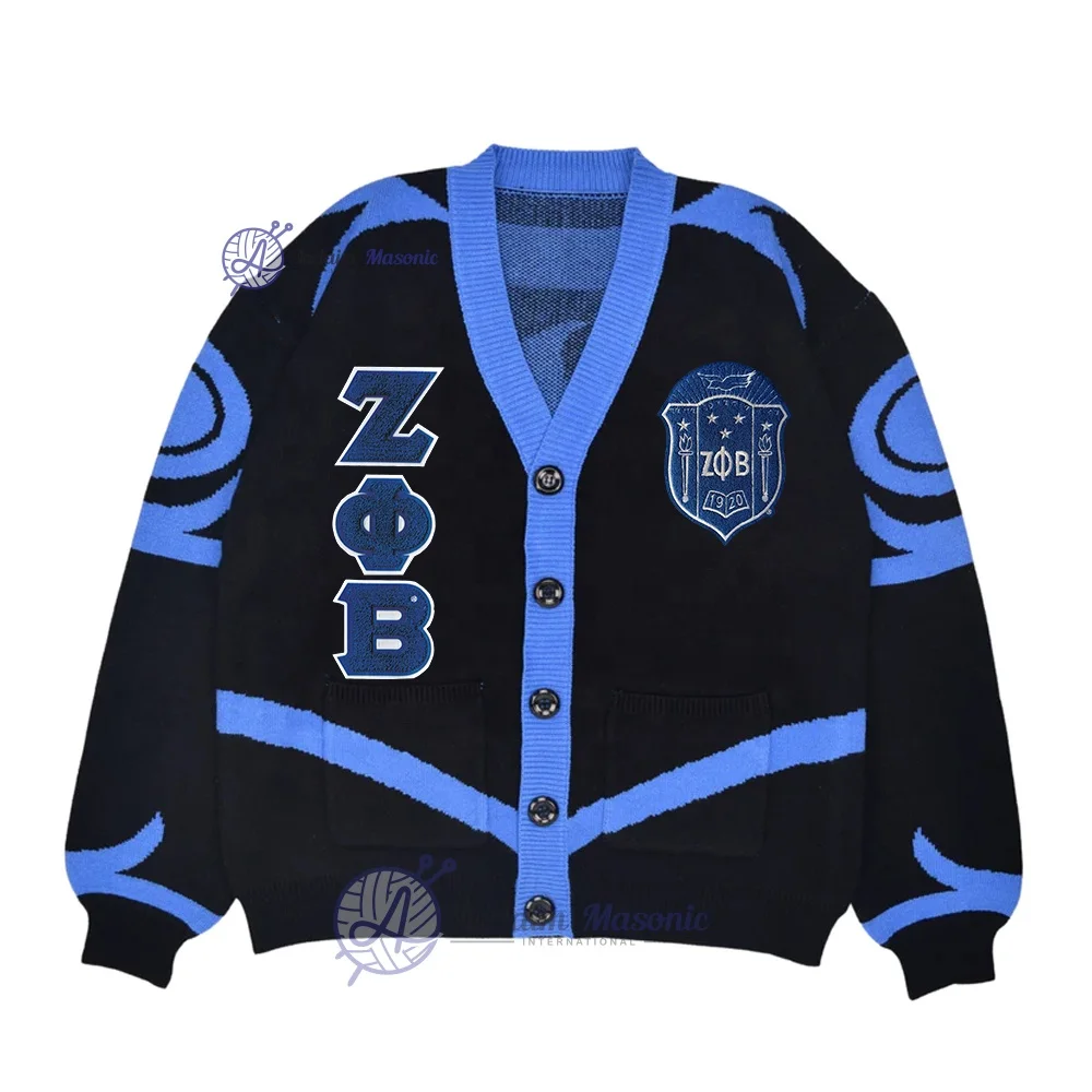 Alpha Zeta Omega Finder Women Sorority Sigma Zeta Soft Acrylic Yarn Customized O Neck Cardigan Sweaters