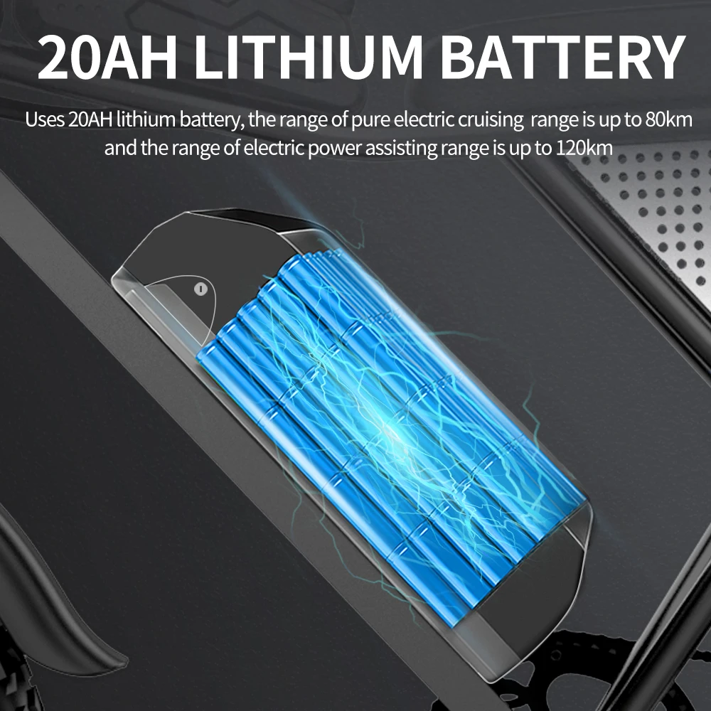 48V/1000W Durable Adult Electric Mountain Bike 7-Speed Gears with down Tube Lithium Battery for Outdoor Adventures