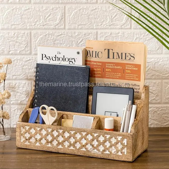 Деревянный Настольный органайзер ручной работы Многокамерный деревянный канцелярский держатель для карандашей домашнего декора