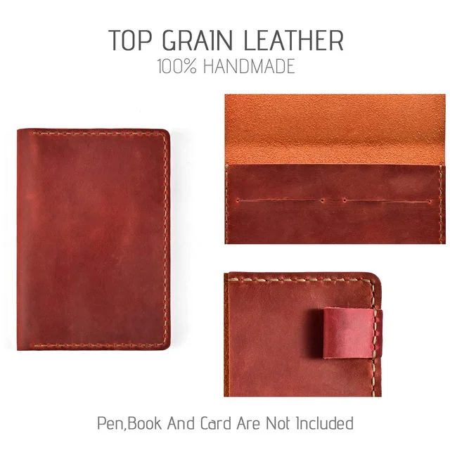 Vintage Crazy Horse Leather Planner Travel Journal Refillable Writing Notebook With Card Holder