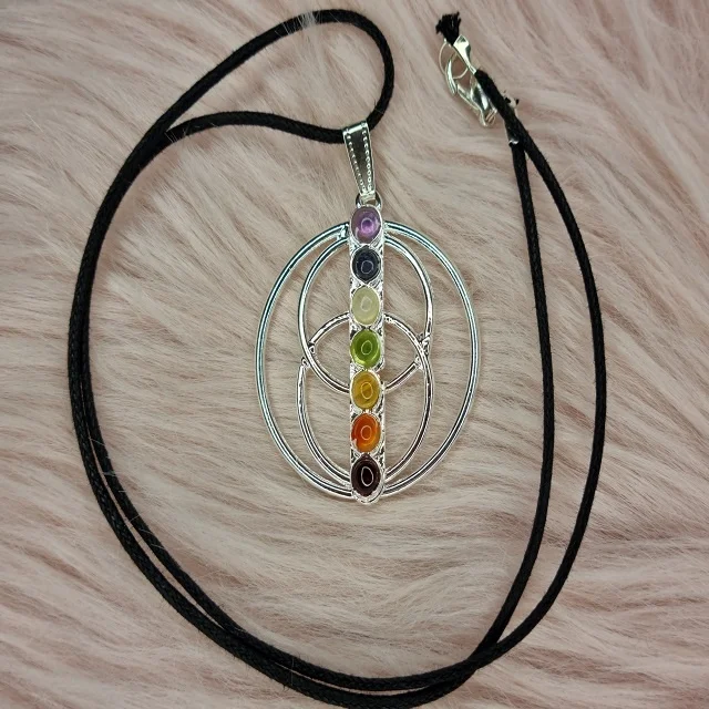  Новинка 7 Чакр Мандала натуральный камень Маятник Подвеска ожерелье Женская исцеляющая Хрустальная подвеска народное Исцеление Рейки ювелирные изделия