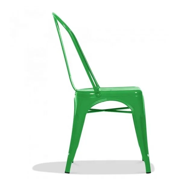 Vintage Industrial Bistro Cafe Stackable Metal Chair French Style Hotel Dining Chair Restaurant Metal Iron Chair in Green Finish