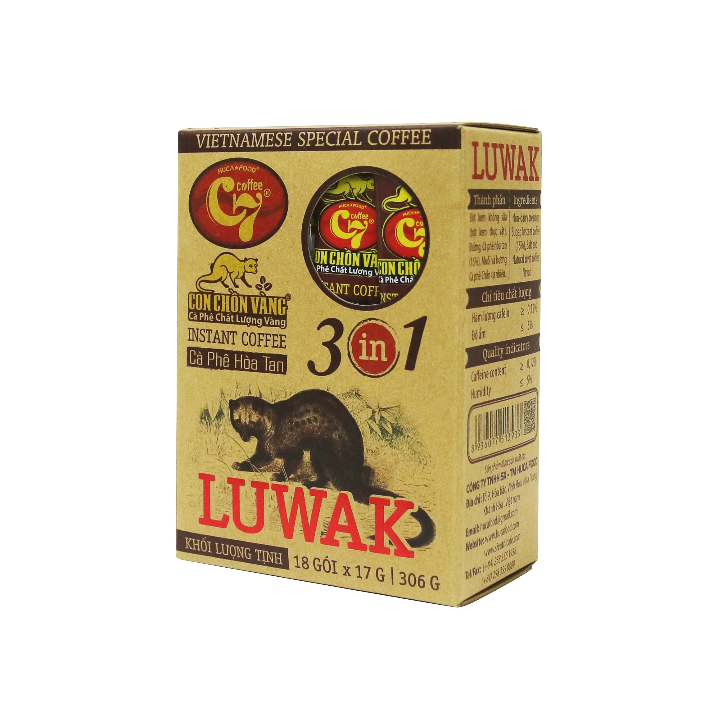 Instant Coffee OEM ODM Private Label Golden Weasel C7 Luwak Coffee Flavor Instant 3in1 With Non-dairy Creamer Vietnamese Coffee