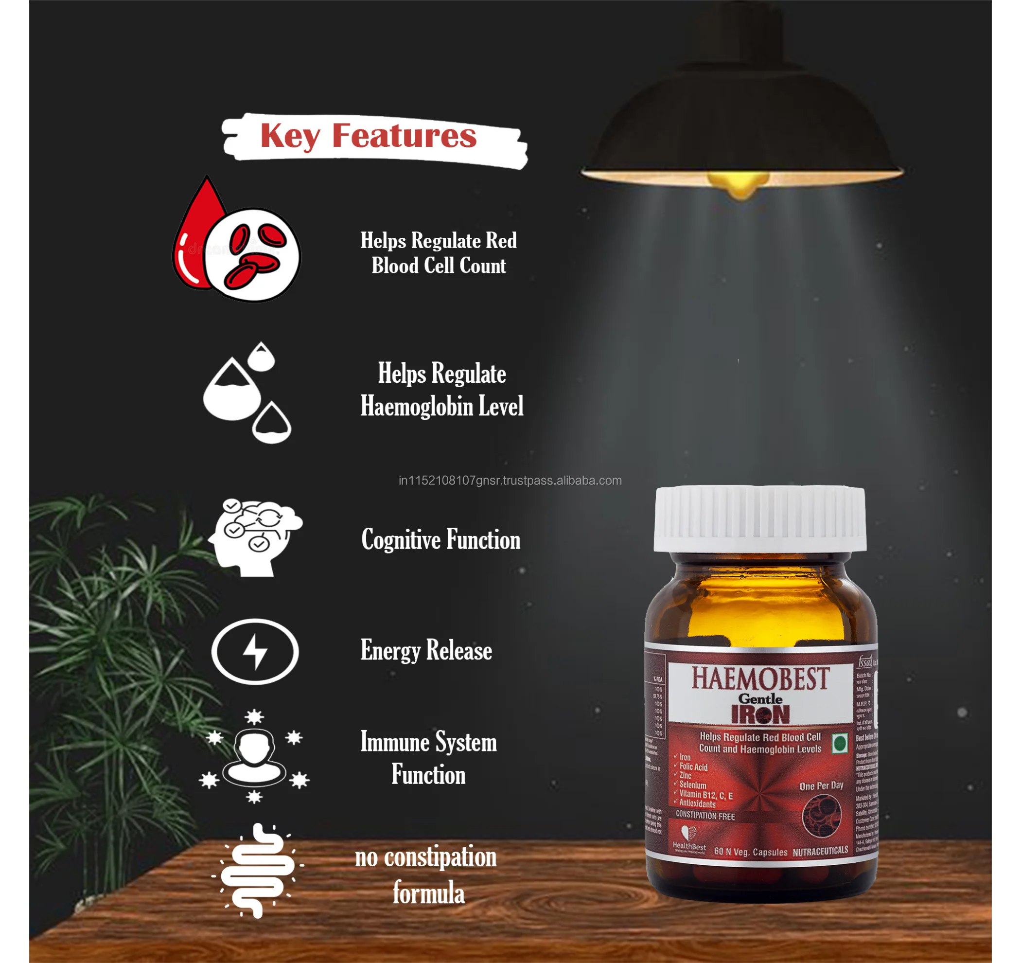 HealthBest Haemobest Capsules Iron Supplement Increases Hemoglobin Idea for Sensitive Stomachs  Non-Constipating