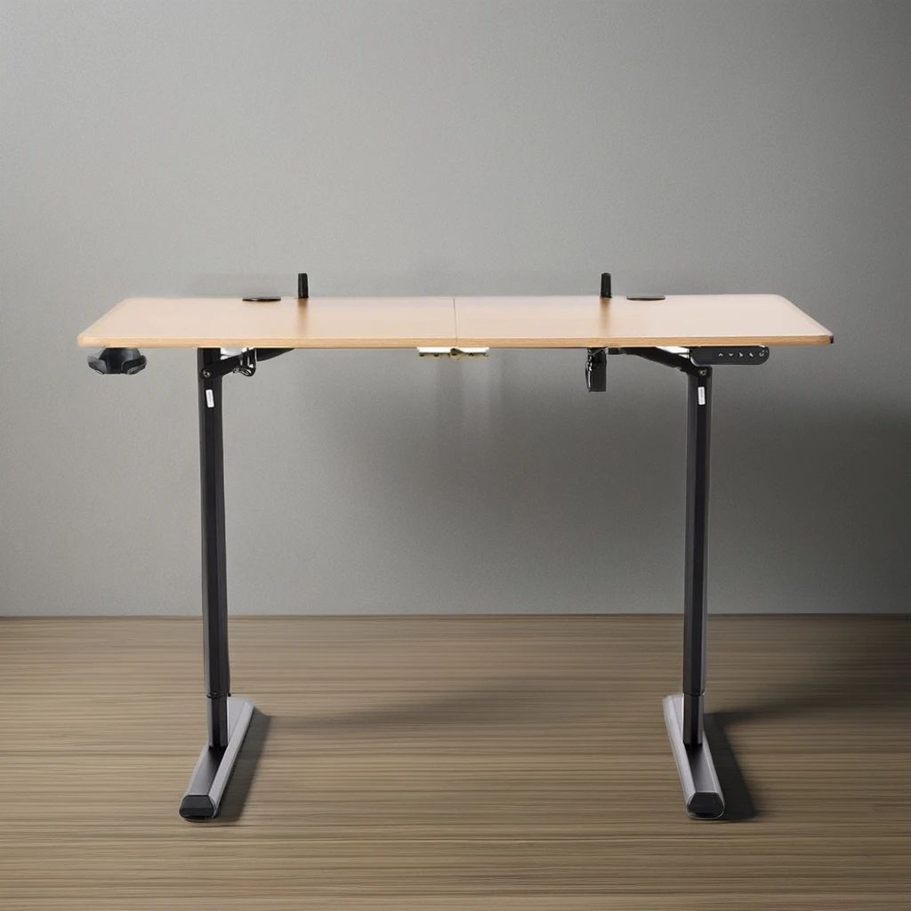 Oak color Electric Height-Adjustable Computer Desk Stepless Adjustable with Comfortable Sitting or Standing Position