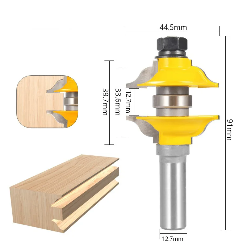 Woodworking 2PCS Router Bit Set Door Frame Tenon & Cabinet Door Knife Adjustable One-Time Forming Milling Cutter