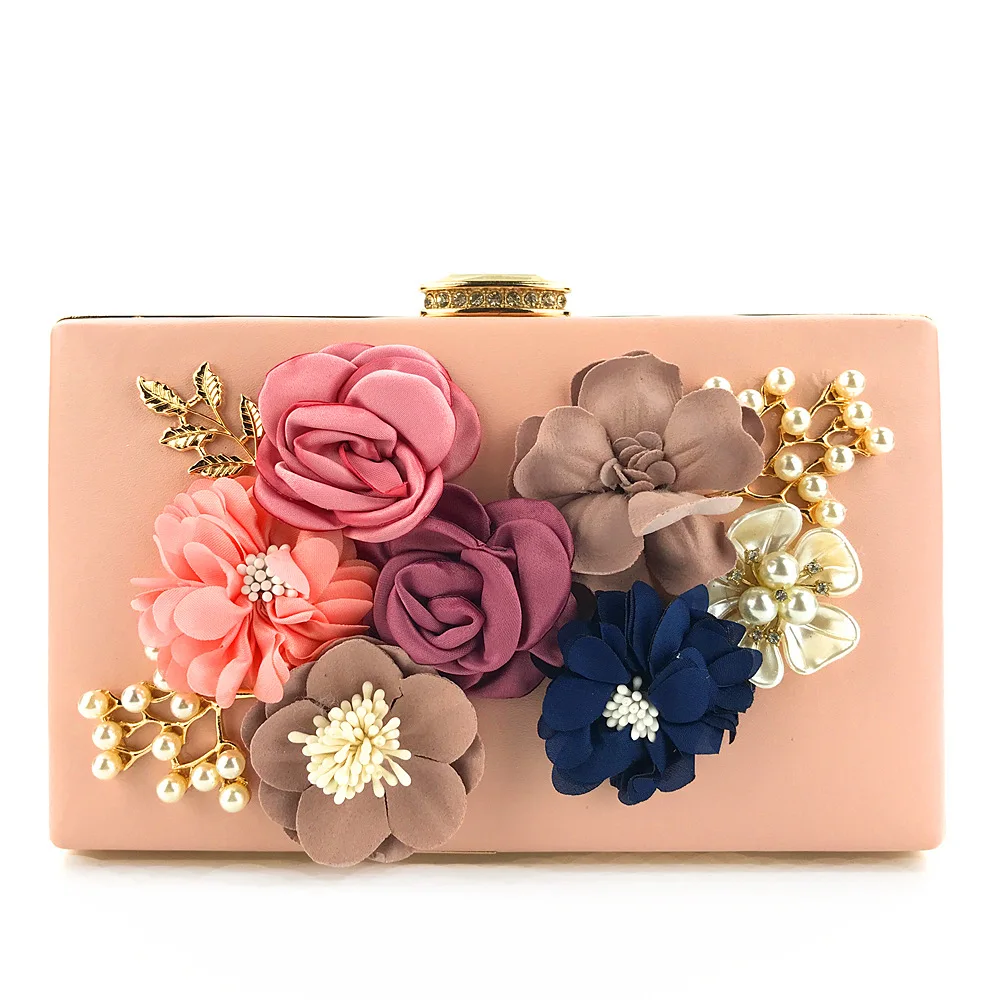 wholesale fashion flower chain clutch hand bags women purses luxury elegance evening party bags women handbags ladies 2021