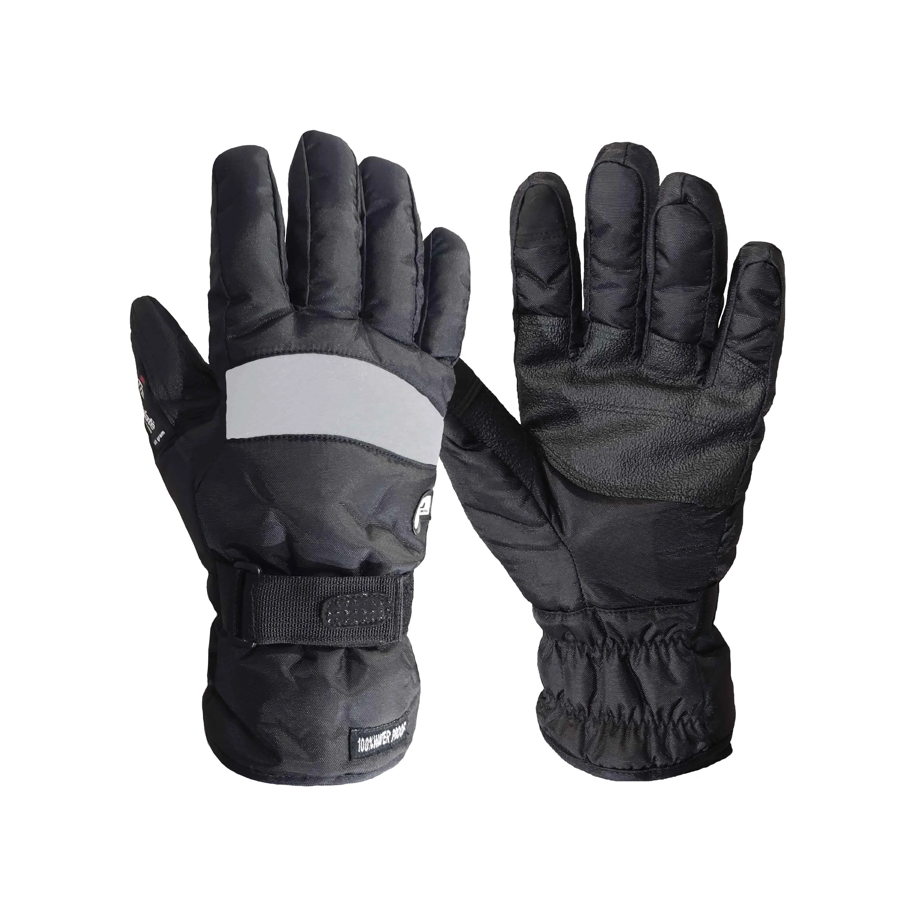 Custom Logo Full Finger Black Ski Gloves with Anti-Slip 3M Thinsulate Waterproof Warm Winter Gloves Full-Grip Gloves