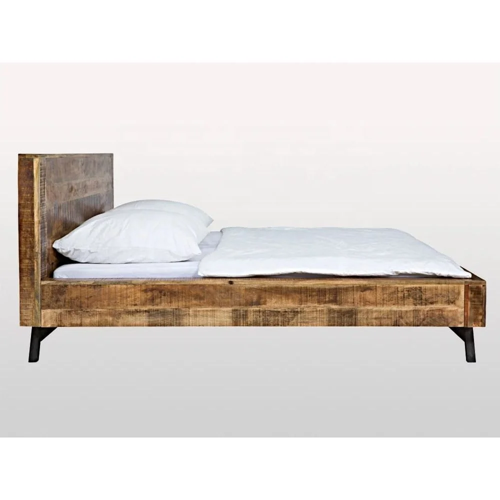 Vintage Industrial Solid Wood Bed Jodhpur Mango Ara Wood King Size Rustic Bed Indian Solid Wood Bed Room Furniture