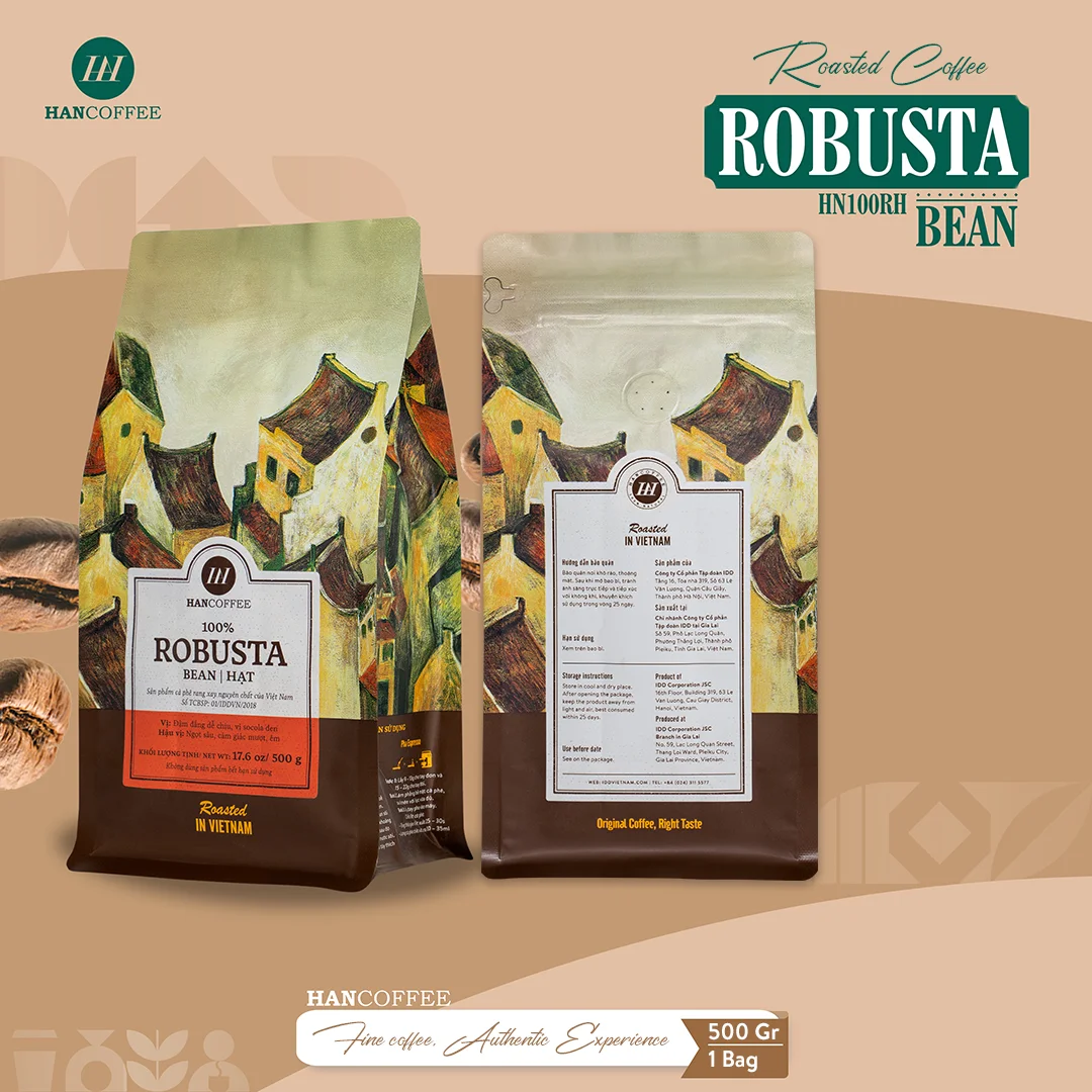HANCOFFEE 100% Robusta Arabica жареный кофе в зернах цельный высокого стандарта хорошая цена упаковка пакете