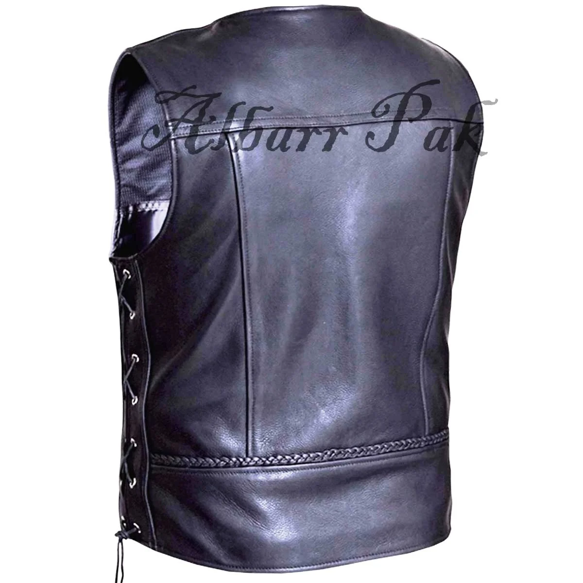 Custom made personalized short winter black leather suede leather motorcycle vest womens