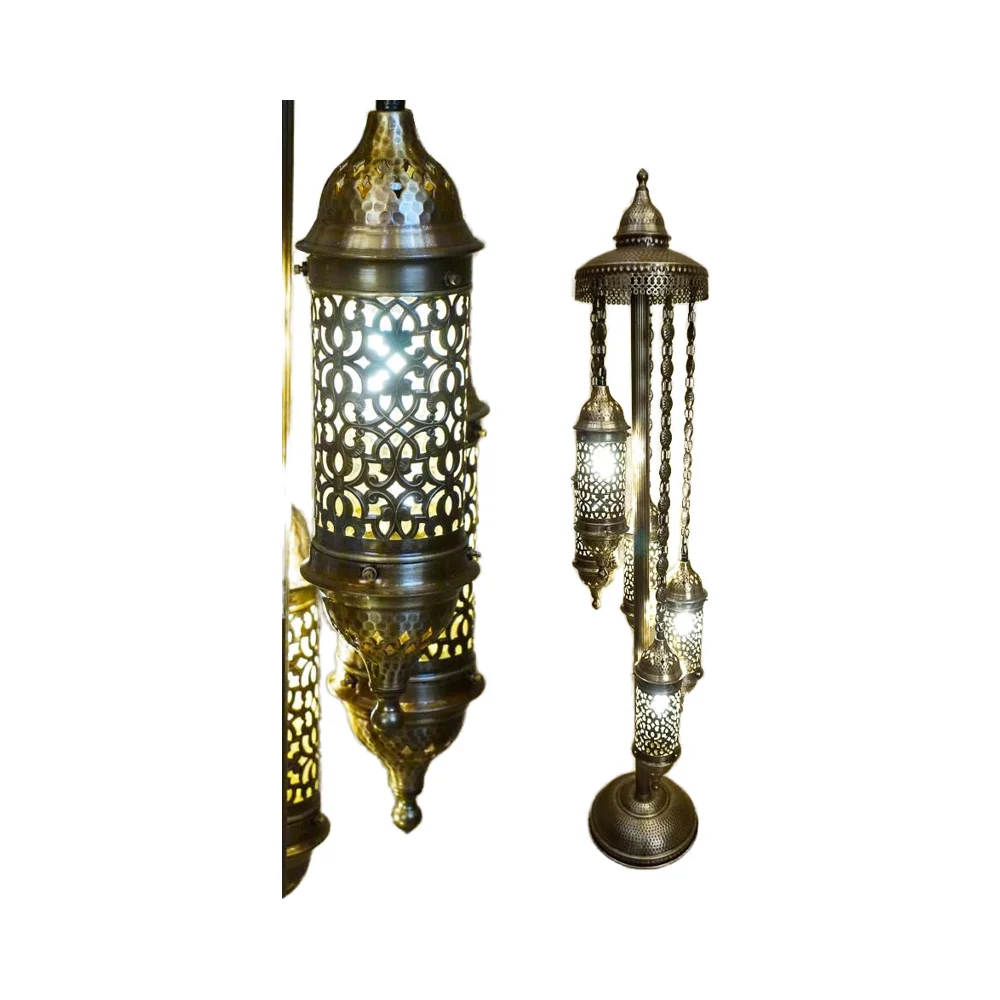 Handmade Original Turkish Ottoman Floor Lamp 5 Branches with Maroccon Design Ivy Pattern High Quality LED Light Made in Turkey